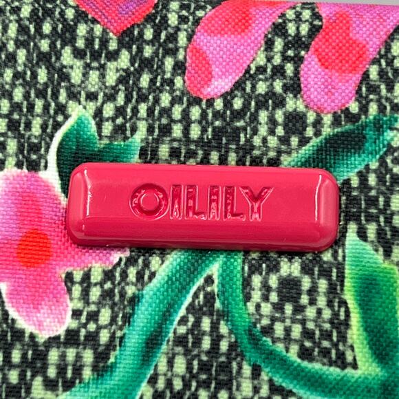 Oilily Small Shoulder Bag Crossbody Floral Print Vegan Colorful Gray Fabric - Picture 3 of 11